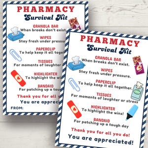 Pharmacy Survival Kit Tag Employee Appreciation