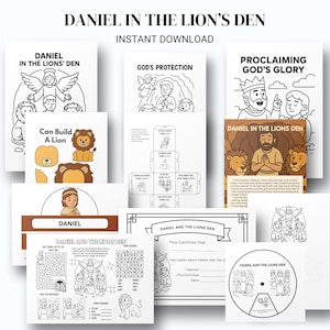 Daniel en el foso de los leones - Actividad de la historia bíblica - Lección de manualidades imprimible para la escuela dominical