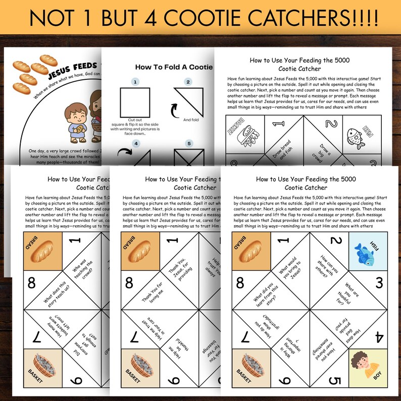Jesus Feeds 5000 Craft Activity for Kids, Cootie Catcher Sunday School ...