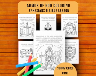 Armor of God Coloring Pages for Kids, Ephesians 6 Sunday School Bible Lesson Printable