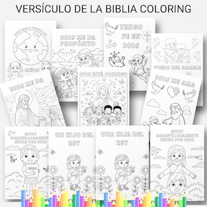 Versículos bíblicos para la escuela dominical en español / Páginas para colorear de versículos bíblicos en español para niños / Hojas para colorear cristianas imprimibles / Actividades de la Escuela Bíblica de Verano