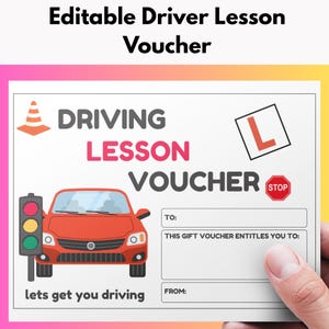 Vale de clases de conducción personalizado - Plantilla editable - Regalo sorpresa - Perfecto para adolescentes - Vale imprimible - Regalo para chicos adolescentes