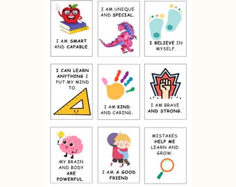 100 Printable Positive Affirmation Cards for Kids – Confidence and Growth Mindset Card Deck