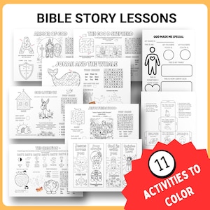 PRINTABLE Bible Stories Kids, Bible Coloring Page Kids, Bible Activity for Church, Sunday School Activity Mat Sheet, Bible Activity Placemat