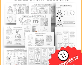 Bible Story Activity Placemats - Kids Coloring Sheet - Christian Craft Printable - Sunday School Lessons