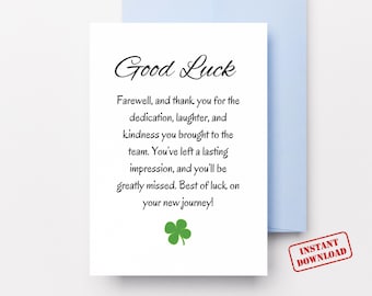 Printable Coworker Going Away Card: Farewell Message (Instant Download)