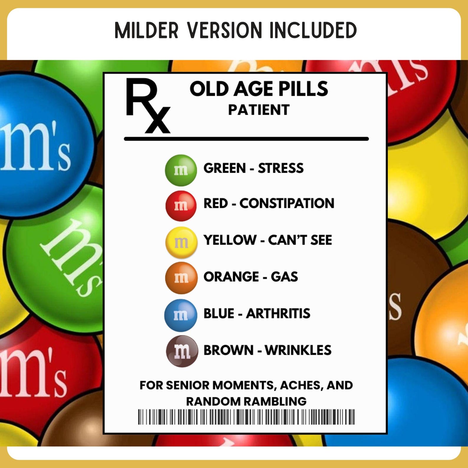 Old Age Pills Tag Printable - Over the Hill - Birthday Gift Tag ...