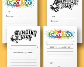 Staff Shout Out - Employee Engagement - Printable Templates - Kindness Recognition - Digital Download - Appreciation