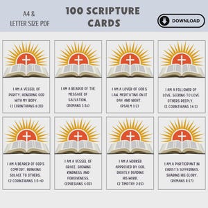 Biglietti di incoraggiamento cristiano, 100 biglietti biblici, stampabili, Dio, Scritture quotidiane, mini biglietti di affermazione, download immediato, regalo, ispirazione