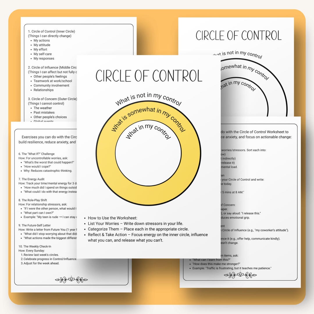 Circle of Control Worksheet - Things I Can Control Poster - Anxiety ...