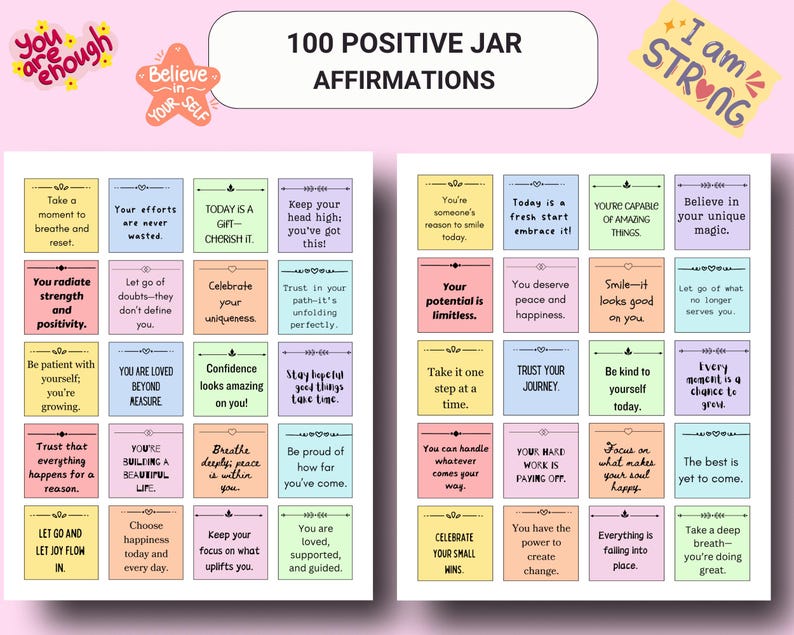 Printable Positive Message Motivational Cards