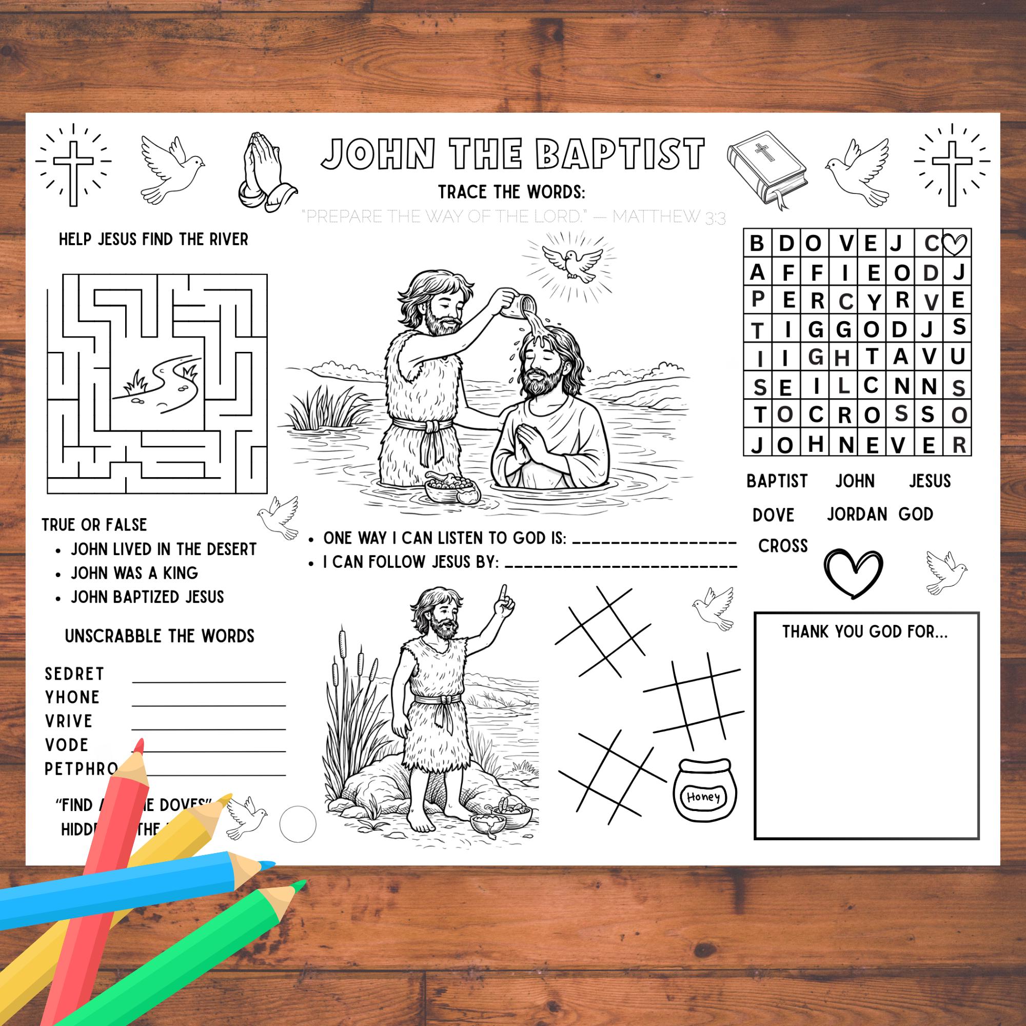 John the Baptist Coloring Page, Bible Coloring Page for Kids, Sunday ...