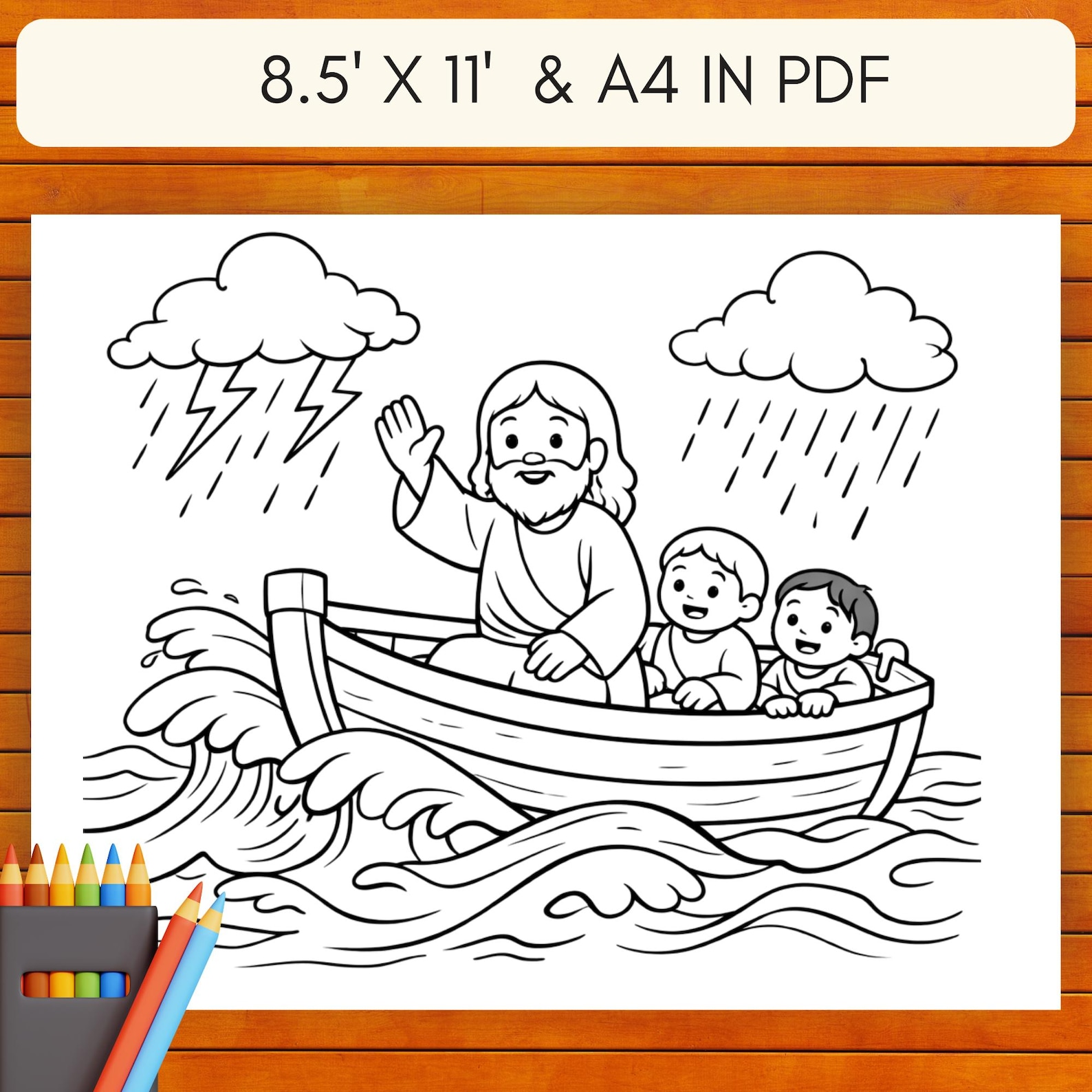 Jesus Calms Storm Coloring Page – Bible Story Activity for Kids ...