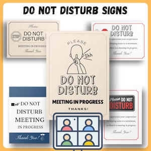 Meeting In Progress Sign · Printable Office Door Sign · Zoom Call Do Not Disturb Digital Download