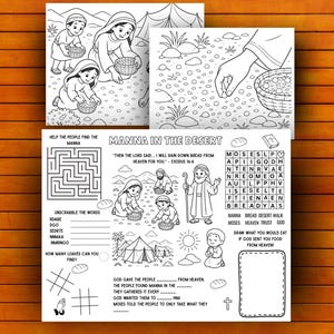 Manna in Desert Activity Sheet, Moses Bible Class Printable