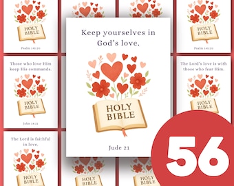 Christian Valentine Cards Set | Valentines Day Scripture Greeting Cards | Bible Verse Printable Flashcards