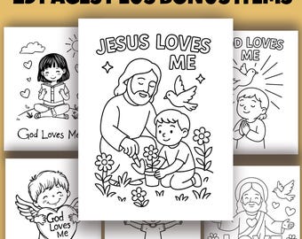 Kids Bible Coloring Pages, Jesus Loves Me, God Loves You Sunday School Activity