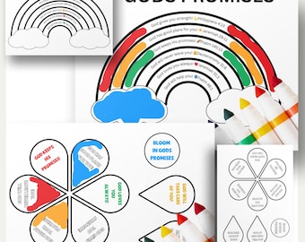 Kit artigianale con fiori e arcobaleno "Le promesse di Dio": studio biblico per bambini (stampabile)