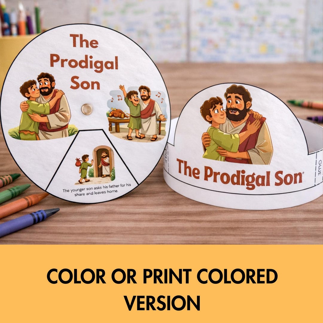 Prodigal Son Craft: Crown and Spinner, Sunday School Activity (instant ...