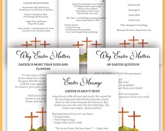 Easter Gospel Tracts Cards | Bible Verse Easter Story Hand Out Card | Printable Church Scripture