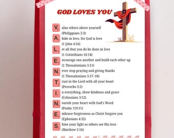 Christian Valentine Card: Bible Verse Printable (DIY Gift) - God Loves You Tags