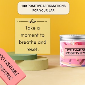 Cartes de motivation imprimables à message positif - Pot de positivité inspirant à faire soi-même - Cartes d'encouragement avec affirmation positive