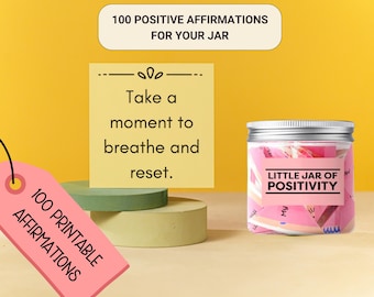 Printable Positive Message Motivational Cards DIY Jar of Positivity (Digital Download)