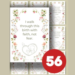 56 Christian Birth Affirmations For A Calm Labor, Labor and Delivery Printable Cards, Positive Birth, PDF Printable, Digital Download