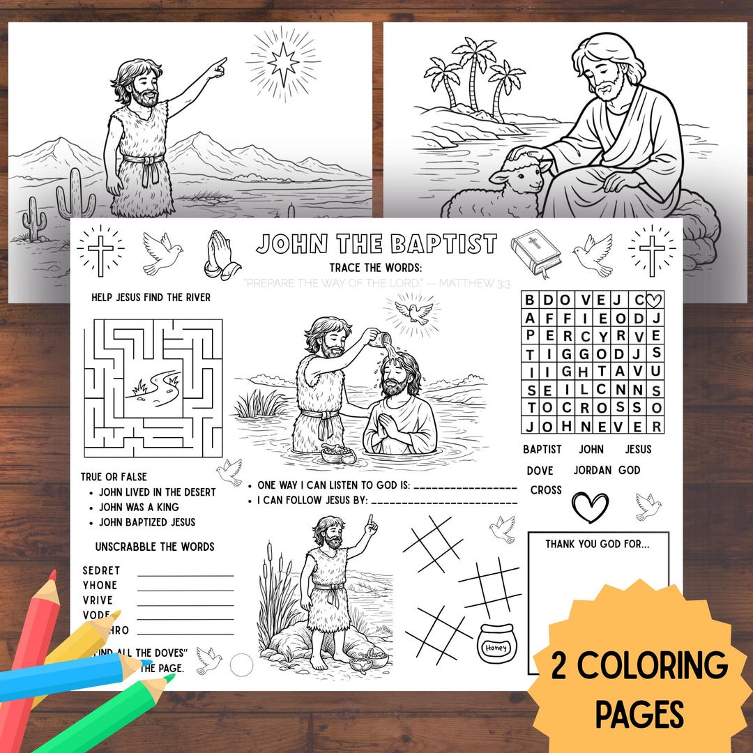 John the Baptist Coloring Page, Bible Coloring Page for Kids, Sunday ...