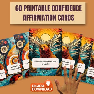 60 Positive Affirmation Cards Printable Encouragement flashcards Motivation Self-love, manifestation. Confidence card deck Digital download