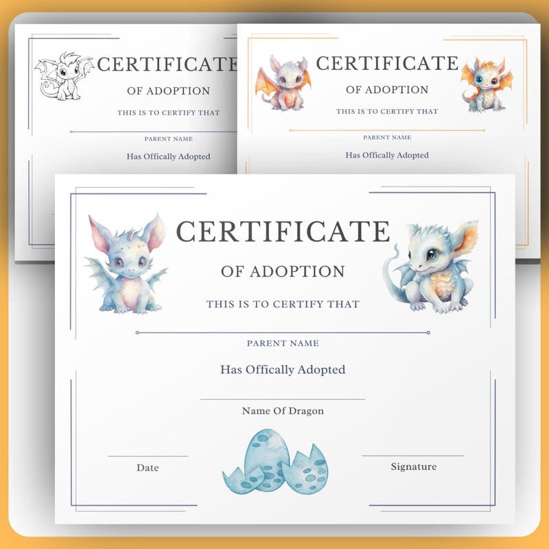 Dragon Adoption Paper - Etsy
