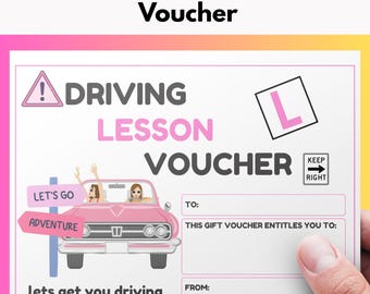 Driving Lesson Voucher - Learner Driver Gift - 17th Birthday Surprise - Editable Printable