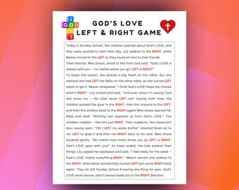 Gods Love Left Right Game Sunday School Bible Study Games