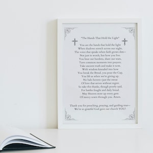 Pastor Appreciation Poem Print: Clergy Gift, Thank You Verse (digital