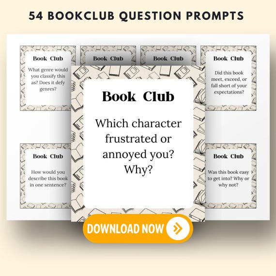 Printable Book Club Discussion Cards, Fun Icebreaker Questions & Reading Group Prompts for Engaging Conversations