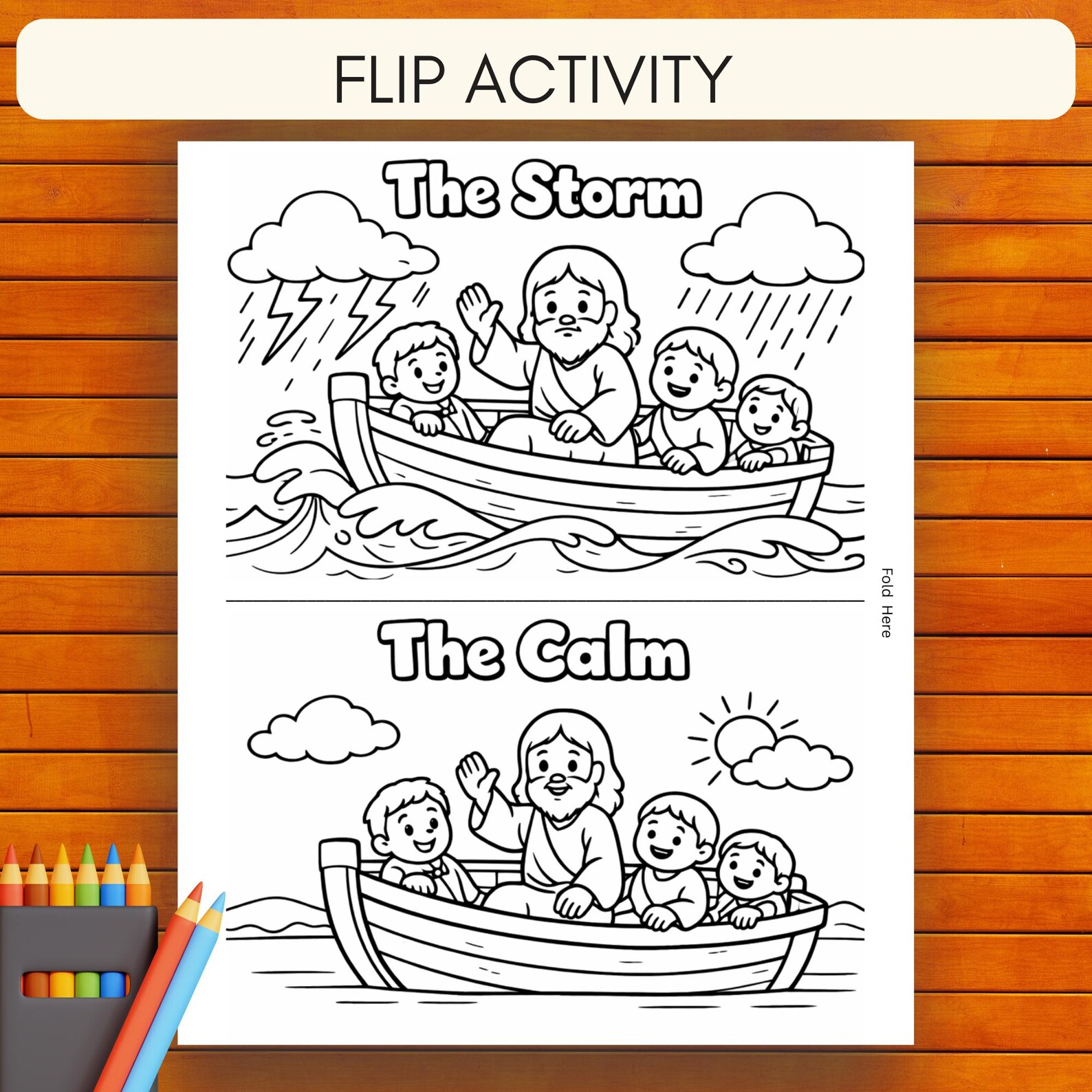 Jesus Calms Storm Coloring Page – Bible Story Activity for Kids