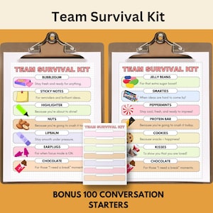 Team Survival Kit Printable - Employee Appreciation Gift Tag - Staff Volunteer Welcome Favor - Editable PDF