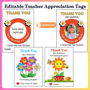 Merci de m'avoir aidé à faire pousser des fleurs | Appréciation du professeur de plantes | Aidez-moi à grandir Tag| Cadeau de fin d'année facile pour les enseignants