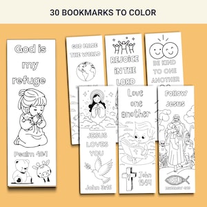 Bible Verse Coloring Bookmark Set Printable Christian Faith Bible Study Activity Scripture Bookmarks to Color Sunday School Kids Coloring