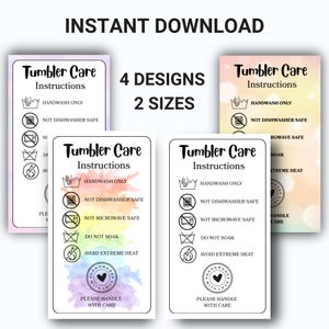 Cup Care Instructions Card: Printable PNG, JPG (Digital Download) Tumbler