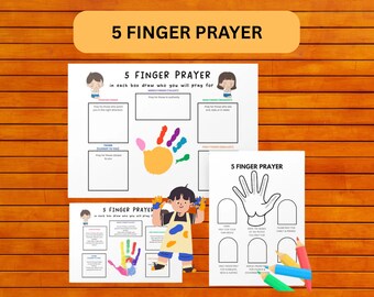 Prière des 5 doigts à imprimer pour les enfants, 2 activités de prière pour l'école du dimanche
