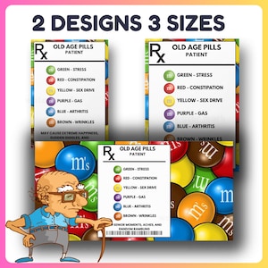 Old Age Pills Tag Printable - Over the Hill Geburtstagsgeschenk Anhänger - Sofort Download
