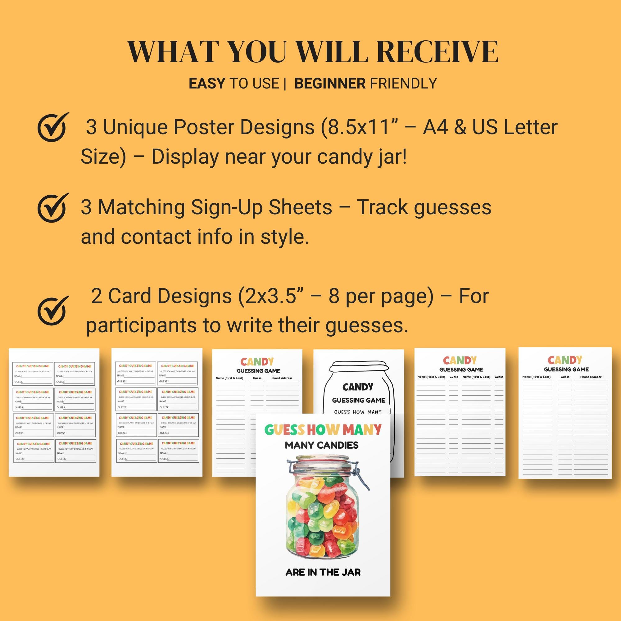 Guess How Many Candies Are in the Jar - Printable Candy Guessing Game ...