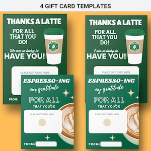 Starbucks Geschenkkartenhalter, digitaler Download für einfache Geschenke für Lehrer, druckbare Dankeskarte, Wertschätzungsgeschenk