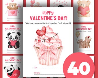 Valentine’s Day Bible Verse Cards, Christian Valentine Cards, Bible Verse Printable Flashcards, Activity for Kids, Biblical Flashcard
