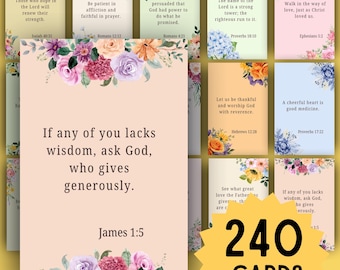Mini Bible Verse Cards, Christian Printable Memory Cards, Encouragement Quotes For Bible Journaling