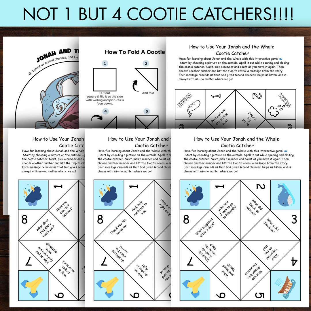 Cootie Catcher Jonah and the Whale Activity: Sunday School Craft for ...