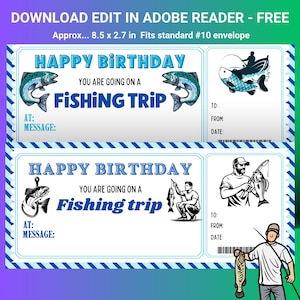Fishing Trip Voucher - Editable Birthday or Father’s Day Fishing Gift Certificate