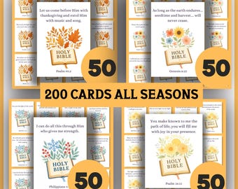 200 Printable Scripture Cards, Bible Verse Cards, Mini Prayer Card, Bible Affirmations