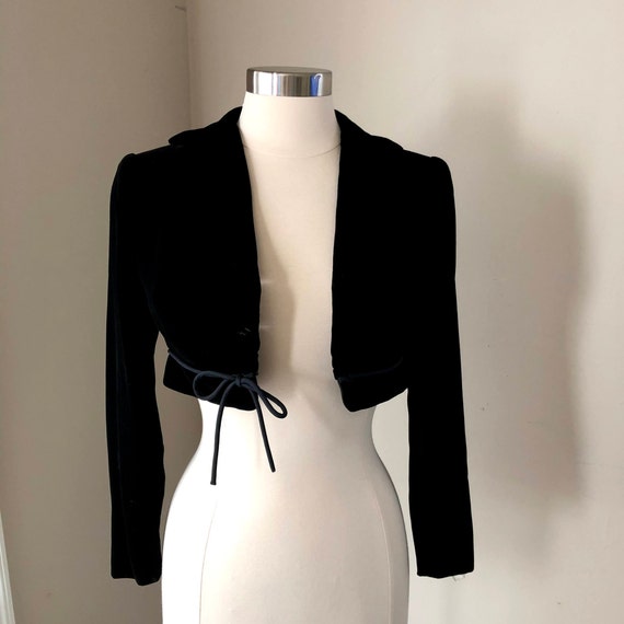 Size S Vintage 50s Black Velvet Bolero